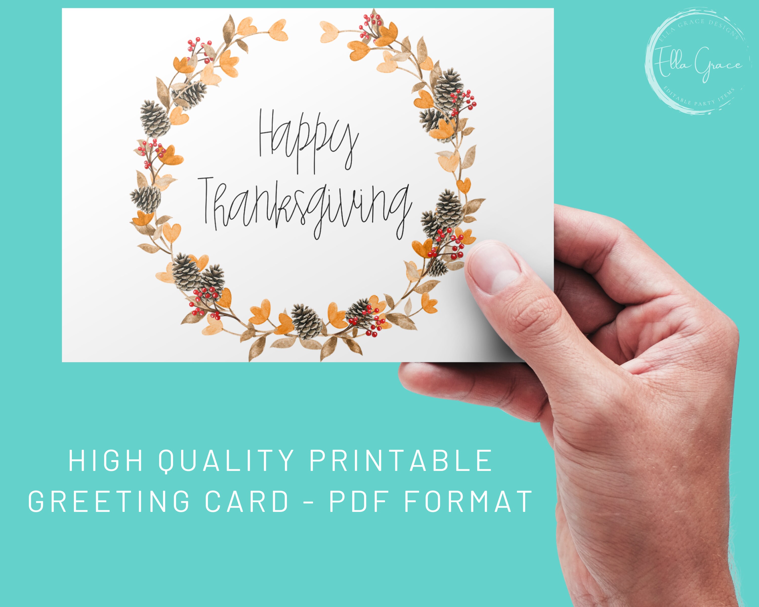 Printable Thanksgiving Card Instant Download PDF Autumn - Etsy