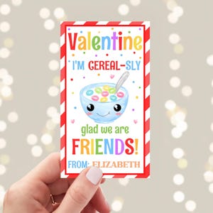 Editable Cereal Valentine's Day Gift Tag