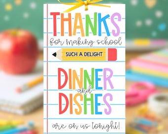 Last Minute Teacher Gift Printable Tag, Dinner Is On Us Gift Card Holder, Easy Teacher Appreciation Week Gift, Instant Download