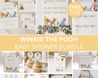 Classic Winnie the Pooh Baby Shower, Vintage Winnie the Pooh Baby Shower, Winnie the Pooh Baby Shower Invitation, Welcome Sign, Invite