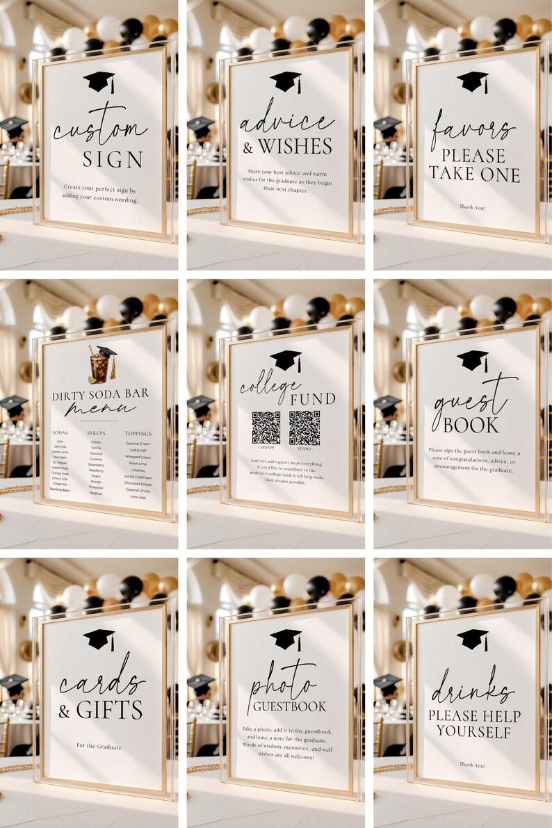 Graduation Sign In Small Minimalist Graduation Sign Bundle Template Printable Graduation Party ...