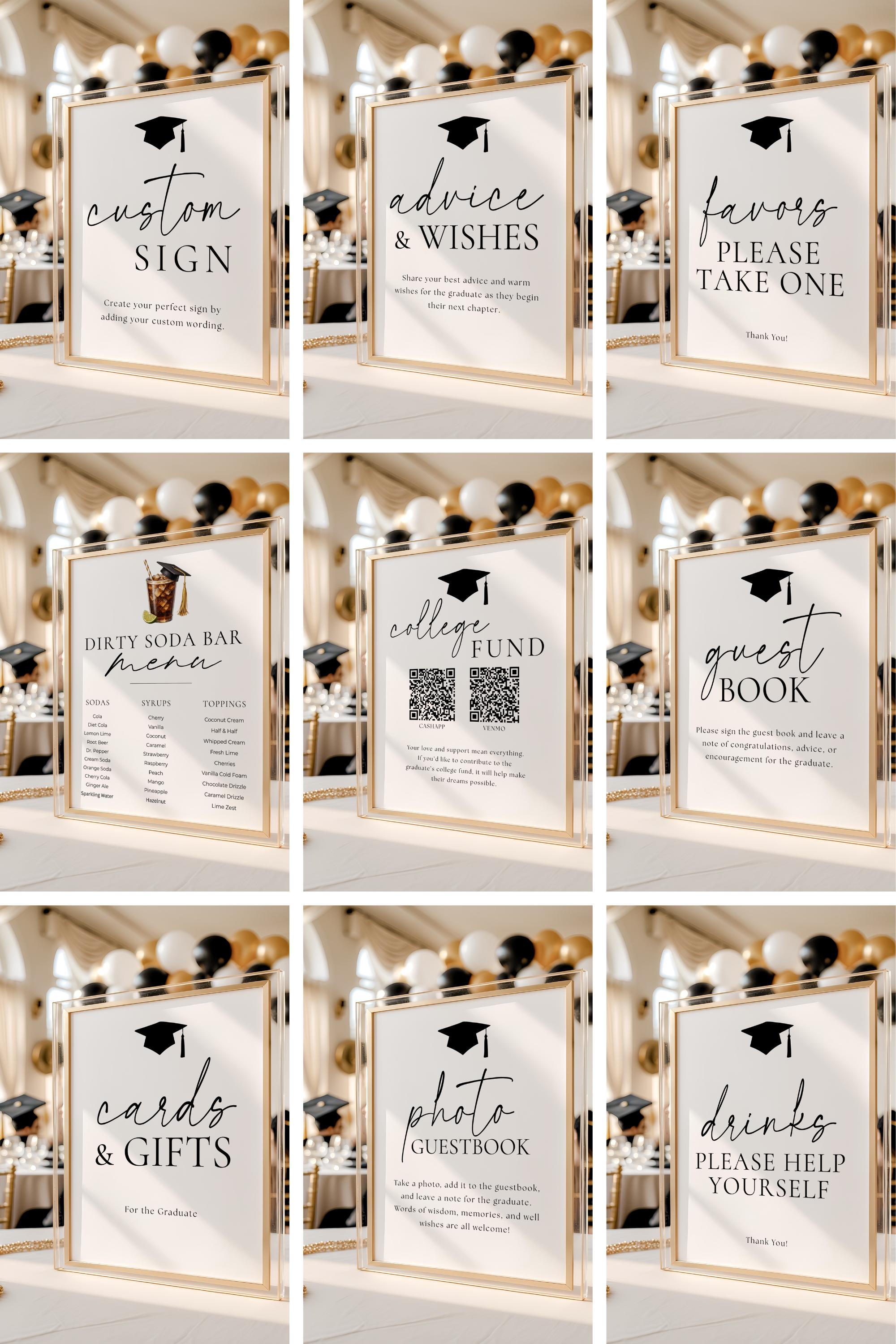 Graduation Mini Sign Minimalist Graduation Sign Bundle Template Printable Graduation Party ...
