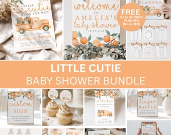 Editable Little Cutie Baby Shower Bundle, Little Cutie Baby Shower Invitation Set, Clementine Baby Shower, Gender Neutral Baby Shower