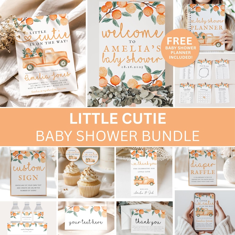 Editable Little Cutie Baby Shower Bundle