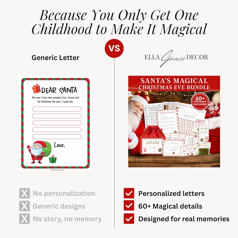 Printable Santa bundle for moms with young children, ideal for building Christmas traditions and joyful family memories