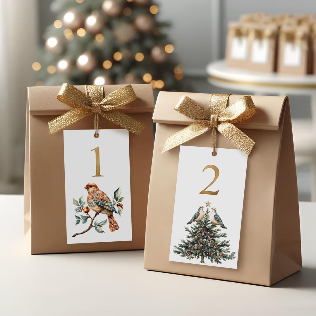 12 Days of Christmas Printable Gift Tags Digital Download Holiday Gift ...