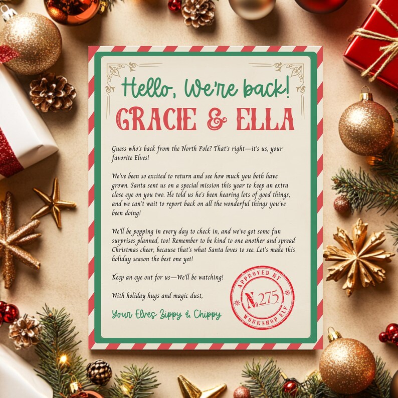 Editable Elves We're Back Letter Elves Arrival Letter Elves Return