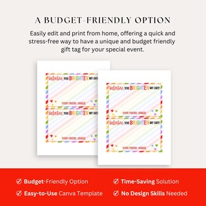 receive an editable gift tag that you can customize with your own text and info.  Print it at home or send it to a print shop for a quick and personal tag.