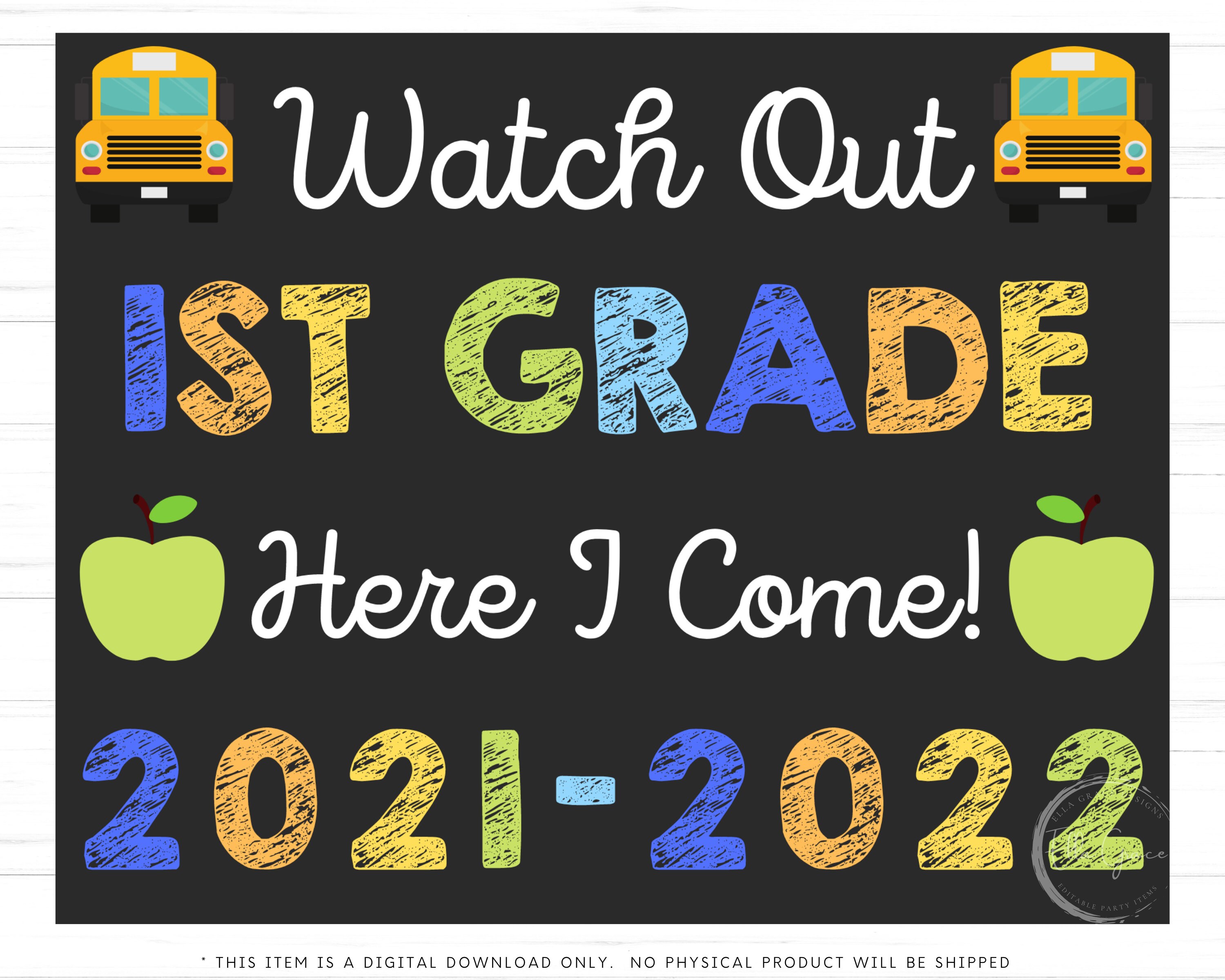First Day of First Grade Sign First Day of School Sign First Etsy