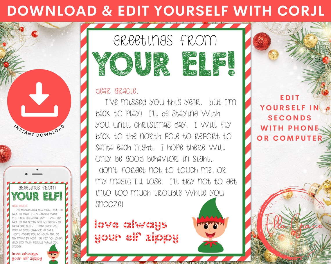 Editable Printable Digital Elf Letter Elf is Back Letter Elf | Etsy