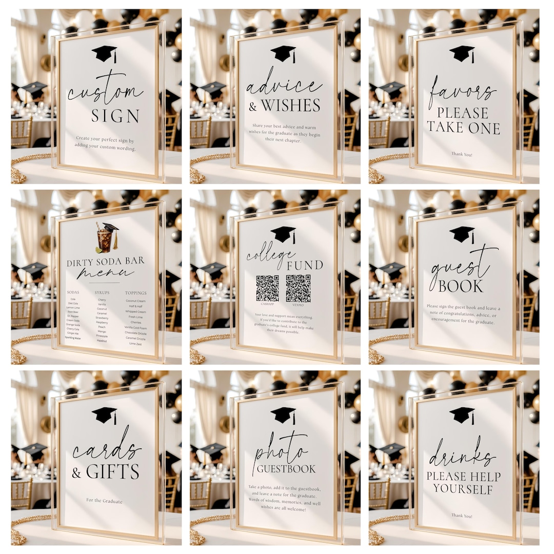 Graduation Mini Sign Minimalist Graduation Sign Bundle Template Printable Graduation Party ...