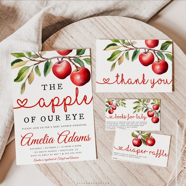 Fall Baby Shower Invitation, Apple Of Our Eye Baby Shower Invitation, Apple Baby Shower Digital Invite Template, Fall Baby Shower Invite