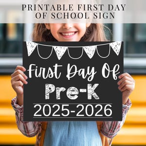 First Day of Pre-K Sign, First Day of School Sign, Pre-K Chalkboard Sign, First Day of School Printable Photo Prop, Instant Download