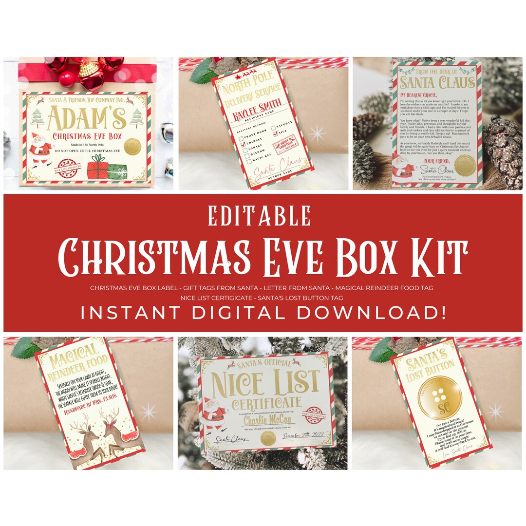 Editable, Christmas Eve Box, Letter From Santa, Nice Certificate ...