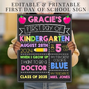 First Day of School Sign, First Day of School Sign Printable, First Day of School Sign Editable, Back to School Sign Printable, Reusable