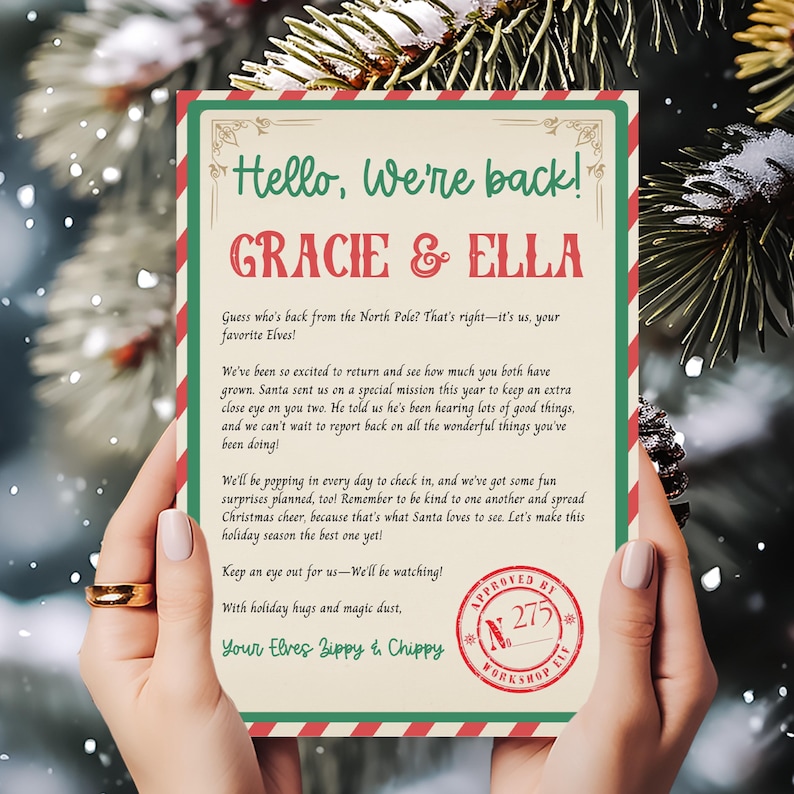 Editable Elves We're Back Letter Elves Arrival Letter Elves Return