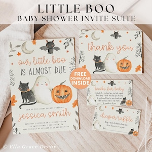 Zaproszenie na Halloween Baby Shower, Upiorne zaproszenie na Baby Shower, Pakiet zaproszeń na Halloween Baby Shower, Neutralne zaproszenia na Halloween Baby Shower