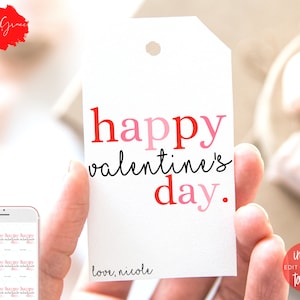 Editable Valentine's Day Tag Printable, Valentine's Day Hang Tag, Valentine's Tag, Valentines Hang Tag ,Instant Download, Gift Tag