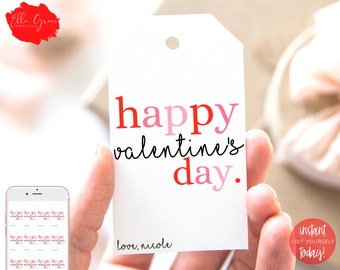 Editable Valentine's Day Tag Printable, Valentine's Day Hang Tag, Valentine's Tag, Valentines Hang Tag ,Instant Download, Gift Tag