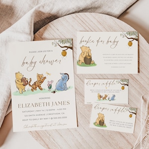 Winnie The Pooh Baby Shower, Classic Winnie The Pooh Baby Shower Invitation, Baby Shower Invitation Winnie The Pooh, Baby Shower Bundle