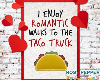Ricamo a applicazione con motivo "Passeggiata romantica con camioncino dei taco" (download digitale)