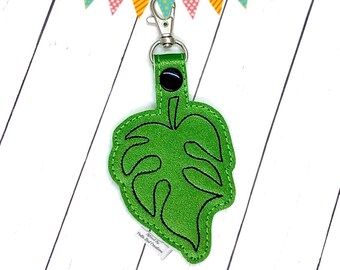 Monstera Leaf Snap Tab Embroidery Design (Digital Download)