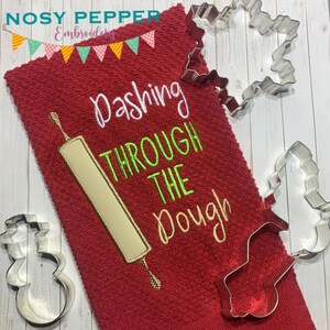 Dashing Through The Dough embroidery design (4 sizes and 2 versions included) DIGITAL DOWNLOAD
