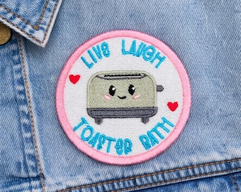 Live, Laugh, Toaster Bath patch machine embroidery design (2 sizes included) DIGITAL DOWNLOAD
