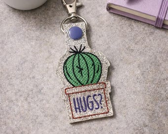 Diseño de bordado con pestaña a presión Cactus Hugs DESCARGA DIGITAL para máquina de bordar