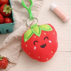 Strawberry Plush Keychain machine embroidery design DIGITAL DOWNLOAD
