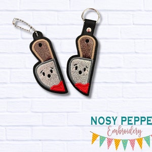 Gesocktes Messer Applikation Snap Lasche Ösen-Anhänger (single und multi Dateien) Maschinenstickdatei