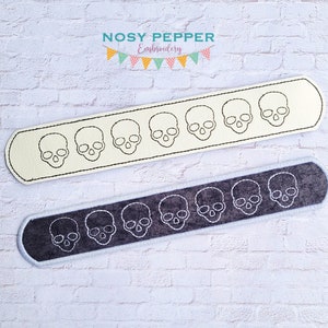 Skull slap bracelet machine embroidery file 6x10 hoop (single and multi files, and fabric and vinyl styles included) DIGITAL DOWNLOAD