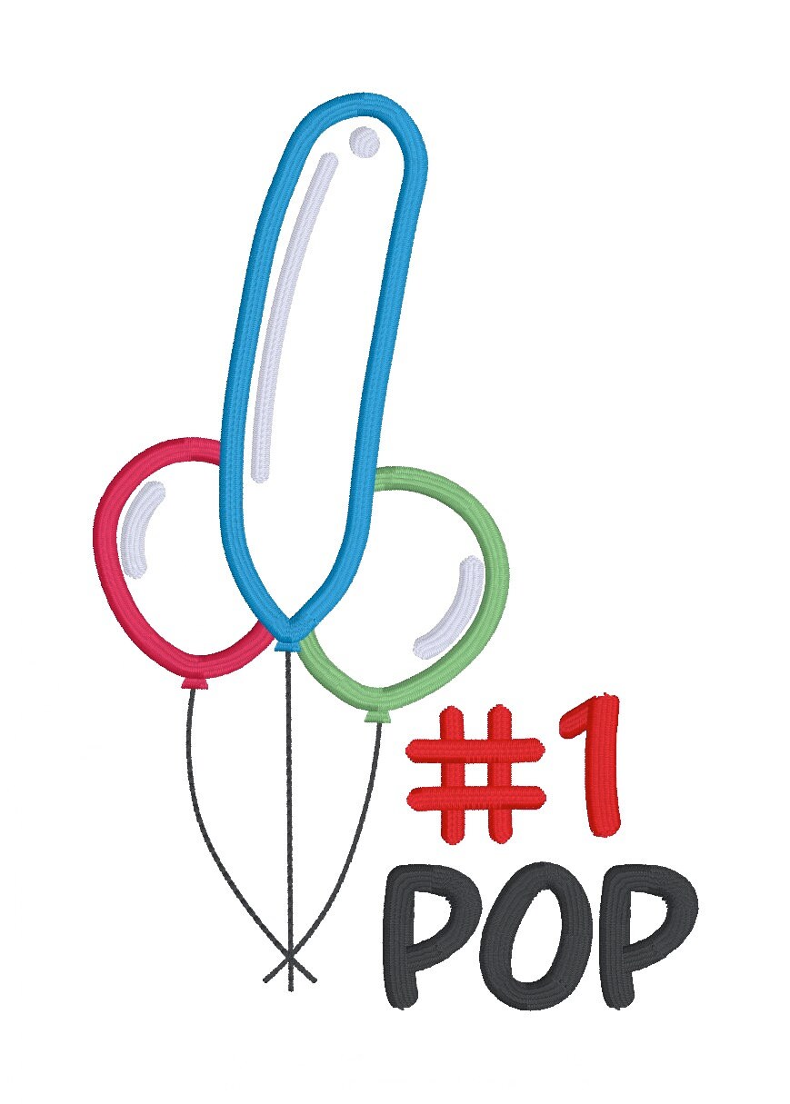 Number 1 Pop Applique Machine Embroidery Design (4 Sizes Included ...