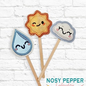 Weather applique plant markers (3 styles included) machine embroidery design DIGITAL DOWNLOAD