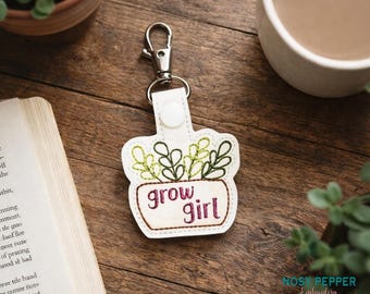 Grow girl snap tab Embroidery Design DIGITAL DOWNLOAD machine embroidery file