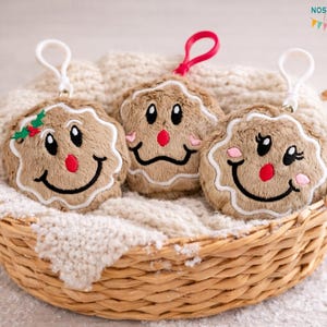 Gingerbread Face Plush Keychain set of 3 machine embroidery designs DIGITAL DOWNLOAD