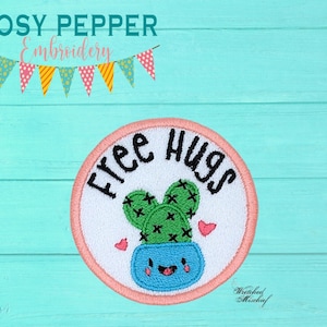 Gratis maskinbroderidesign med Hugs-lappar (2 storlekar ingår) DIGITAL NEDLADDNING