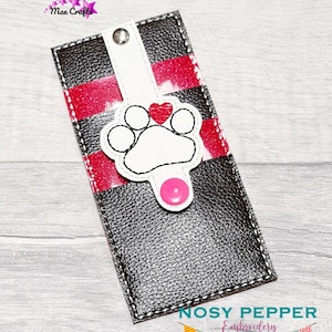 Paw wallet tab in the hoop embroidery design DIGITAL DOWNLOAD machine embroidery
