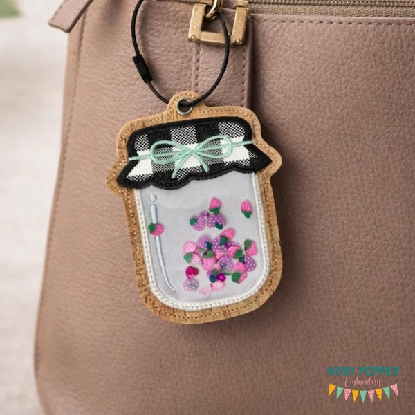 Jam Jar applique bag tag/ornament/bookmark machine embroidery design DIGITAL DOWNLOAD