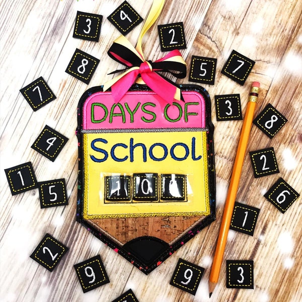 Days of school ITH sign embroidery design (4 sizes included)  DIGITAL DOWNLOAD machine embroidery
