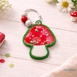 Toadstool applique shaker bookmark/bag tag/ornament machine embroidery file DIGITAL DOWNLOAD