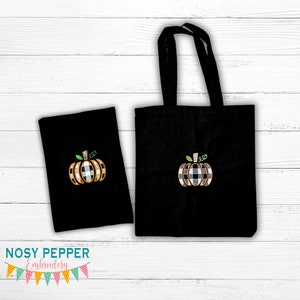 Plaid Pumpkin applique & sketch fill versions included (5 sizes) machine embroidery design DIGITAL DOWNLOAD
