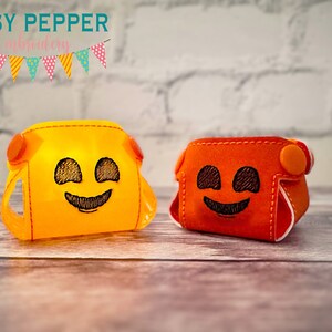 Happy Jack O Lantern Tea Light Holder machine embroidery file (includes 2 sizes) DIGITAL DOWNLOAD