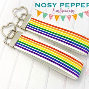 Rainbow key fob (5x7 & 6x10 hoop sizes included) Embroidery design DIGITAL DOWNLOAD machine embroidery