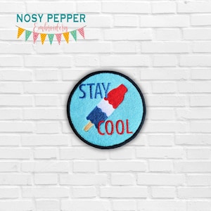 Stay Cool patch machine embroidery design (2 sizes included) DIGITAL DOWNLOAD