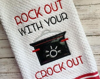 Rock out with your crock out applique Embroidery Design 5 sizes included DIGITAL DOWNLOAD machine embroidery file