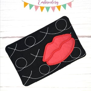lips applique ITH Mug rug embroidery design 4 sizes included DIGITAL DOWNLOAD machine embroidery