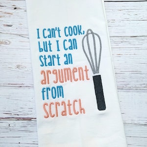 I Can&#39;t Cook embroidery design (4 sizes available) DIGITAL DOWNLOAD