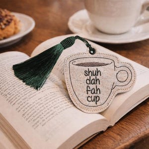 Shuh dah fah cup Book mark embroidery design DIGITAL DOWNLOAD machine embroidery