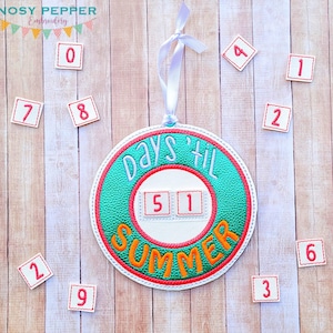 Zomer advent ornament ITH 5x7 borduurwerk ontwerp DIGITALE DOWNLOAD machine borduurwerk